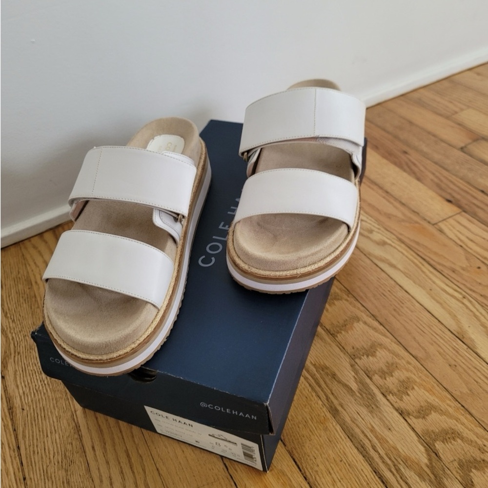 Women’s COLE HAAN Cloud Slide Optic White LEATHER SANDAL
